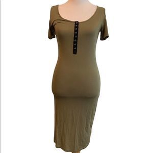 Heart Hips | Olive Green Open Shoulder Dress